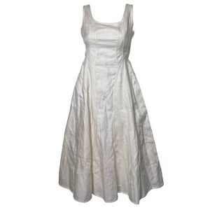 Zimmermann August 100% Linen Crem off white Midi Dress sz 0P